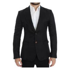 Dolce & Gabbana, Jacka, Herr, M, Bomull, Elegant svart silkeblandad blazer - black (M)