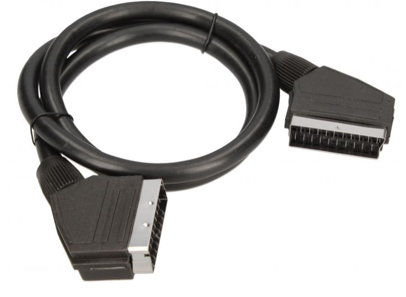 COM Scart kabel - Hane till Hane - 1m - Svart