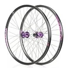 MTB Alloy Mountain Bicycle Hjulset, 26/29/27,5 Tum 32H Ekrar 6 Spärrhakar Cykelhjul, Bult På Axel, Tillbehör för Vuxencyklar(Purple T,26in)