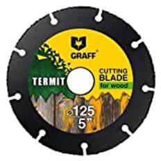 GRAFF Termit Professional Carbide Multi Wheel Kapskiva - Skärskiva 125 mm för kapning av Laminat, Trä, Plast - Träskärskiva för Vinkelslip - Volframkarbid Multihjul Skärskiva