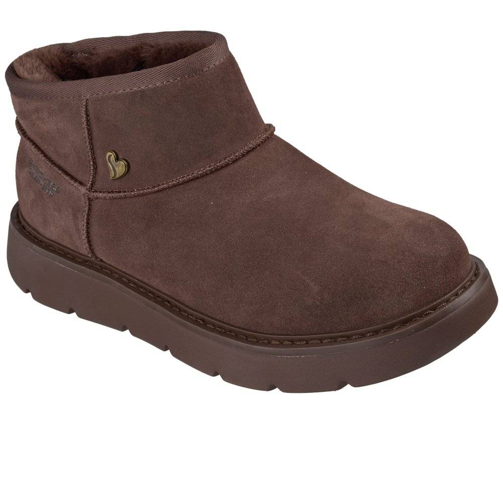Skechers Keepsakes Cozy Mini Womens Ankle Boots Colour: BLACK SUEDE/FAUX FUR, Size: 3