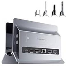 PULWTOP Vertikal USB C-dockningsstation, Mac mini Hub-ställ med M.2 NVMe-fodral, 4K&60Hz, 2*USB C10Gbps, kompatibel för MacBook Pro/Air, iPad, Samsung, Huawei, Surface, Dell, HP och Mac mini