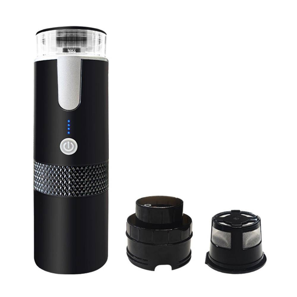Bärbar Nespresso kaffebryggare Espresso Uppladdningsbar Kaffemaskin Utomhus ReseInbyggt Batteri Extraktion Pulver & Kapsel svart