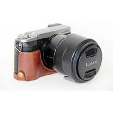 Klassiskt pu läder kameraväska halvfodral för panasonic lumix dmc -gx80 dmc -gx85 gx80 gx85 kamera halvkroppssats - Svart