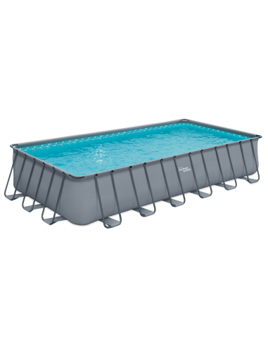 ELITE Frame fritstående pool komplet sæt m/stige og pumpe H132 x B732 x D366 cm - Grå