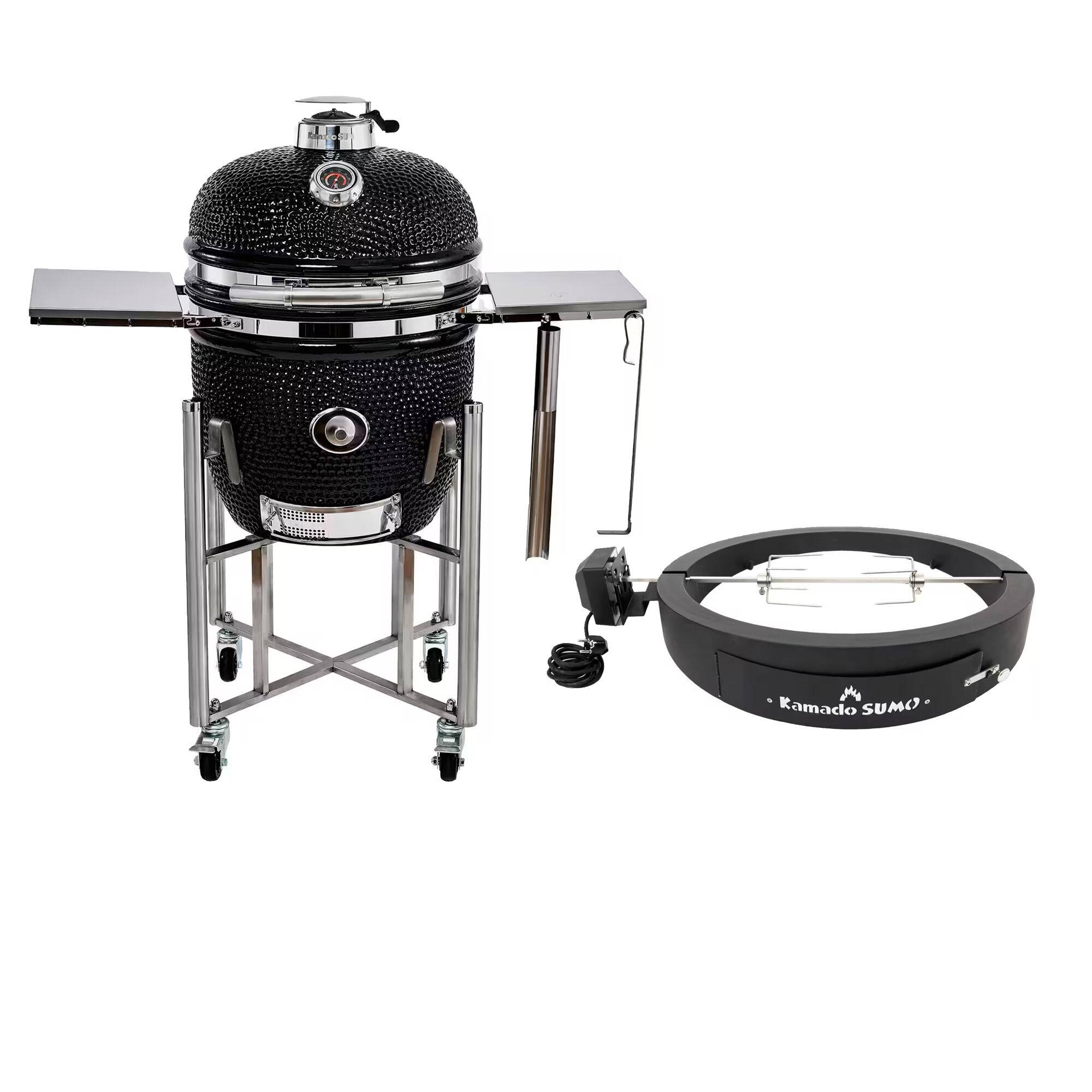 Kamado sumo Signature Midi med Grillmaster's Rotisseri & Pizzaovn