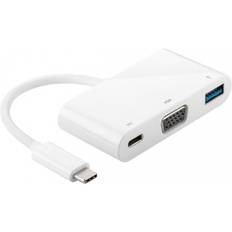 USB-C 3.1 VGA multiport adapter med 1 x USB-C han, 1 x VGA hun, 1 x USB3.0 hun, Full HD, hvid