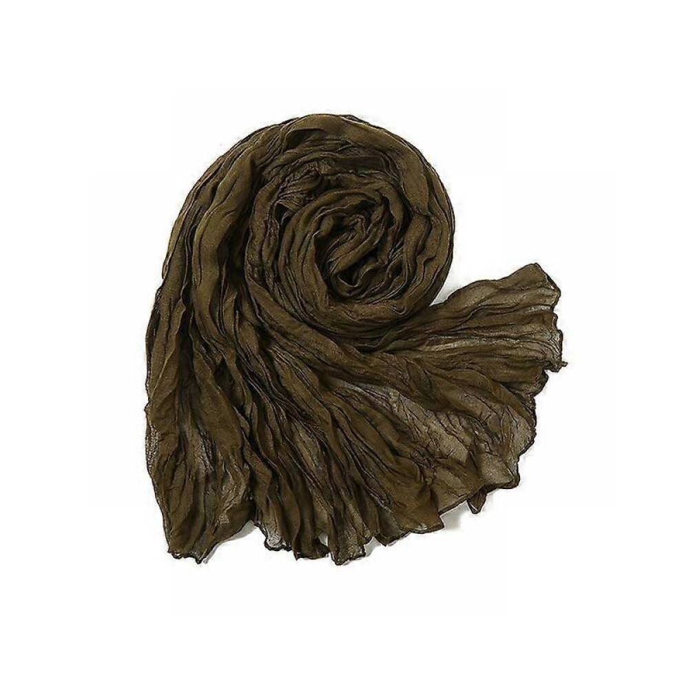 (Color 18) 2021 Wrinkle Bubble Cotton Scarf Muslim Crinkle Hijab Scarf Women Shawl Turban Wrap Headband Solid Color Pleated Scarves