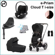 Komplett Startpaket - Cybex ePriam ROSEGOLD / SEPIA BLACK inkl. Cloud T i-Size COMFORT