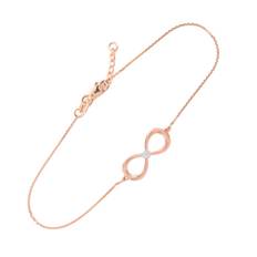 Diamond Embellished Infinity Heart Bracelet in 9ct Two-Tone Rose Gold - rose gold