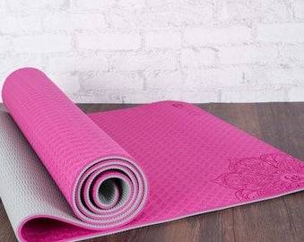 Two-color TPE Non-slip Yoga Mat Fitness Mat - Rose Red