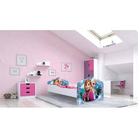 KOBI Barnsäng - Fala Med Madrass - Anna Och Elsa - 160 x 80 Cm
