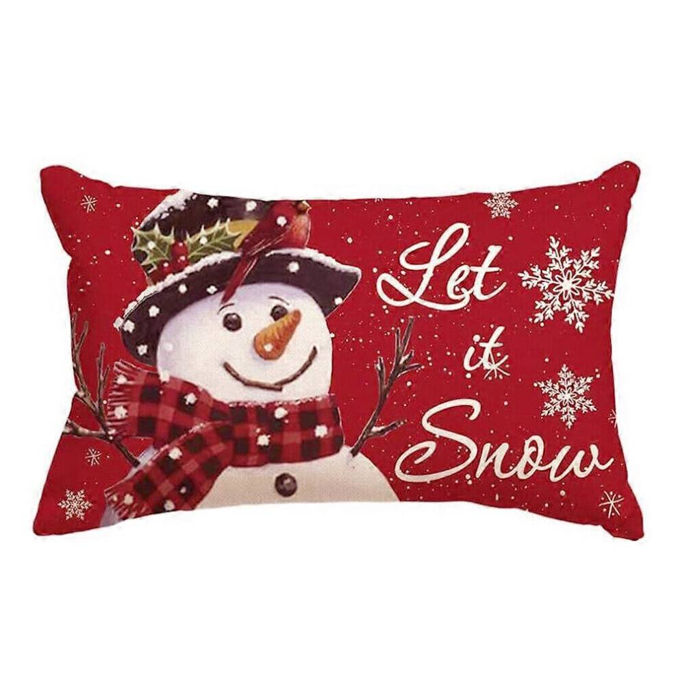 (let it snow) Christmas Pillows Covers White Red Elk Snowflakes Cushion Cover Xmas Home Decor