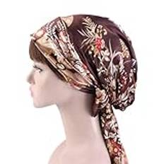 silke sovmössa kvinnor silke satin keps natt sömn mössa hår hätta hatt huvudskydd satin turban huvudscarf justerbar damer lång hårvård hätta för att sova, hemmabruk (09 kaffe)