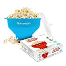 Collapsible Silicone Microwave Hot Air Popcorn Popper Bowl With Lid and Handles (Aqua)