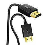Twozoh Flexibel och smal HDMI-kabel 2M, mjuk och ultratunn HDMI till HDMI-sladd stöder 4K@60Hz/2160P/1080P