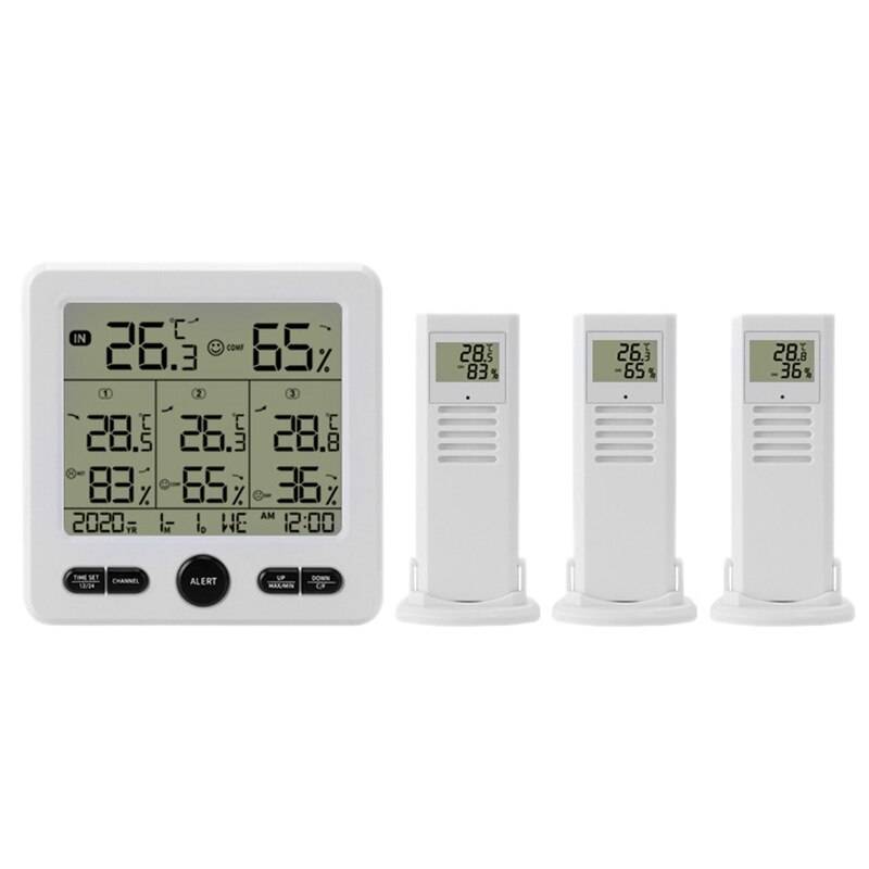 Multifunktionell trådlös termometer och hygrometer inomhus och utomhus högprecisionstermometer med färglarm