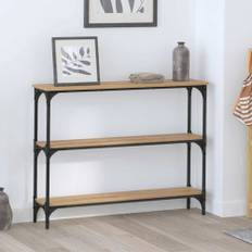 Konsolbord med hylla med lagring artisan ek 100 x 22.5 x 75 cm