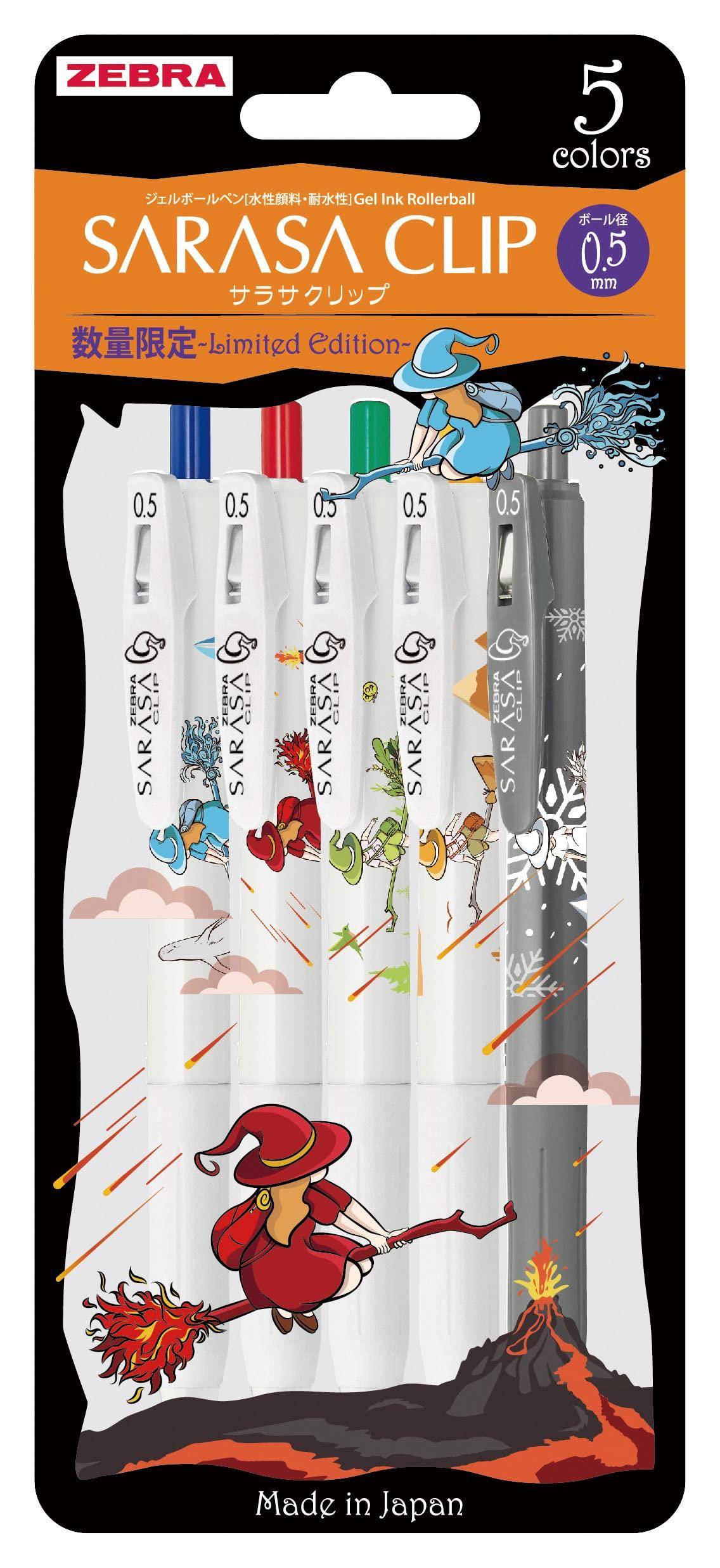 Zebra Sarasa Clip Gel Ballpoint Witch Pen, 0.5mm, Design, 5-Color Set, JJ15-WI-5C