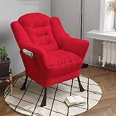 Modernt tyg lounge vilstol med ficka bekväm lat stol för vardagsrum koppla av soffa rygg liggande stol med stålram och stoppad sits i röd färg