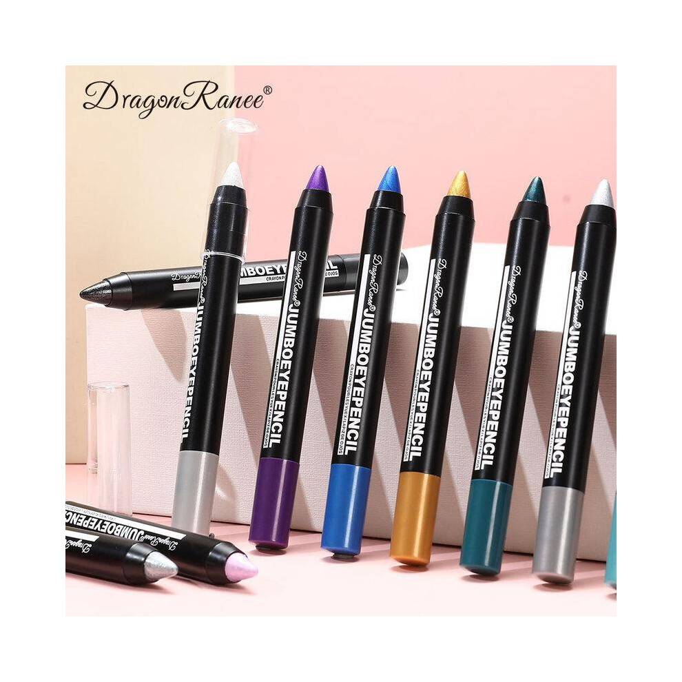 (Matches the image, 06) Smoky Dark Green Eyeshadow Pencil Stick Waterproof Shimmer 12 Shade Metallic Glitter Eye Shadow Highlighter Makeup Tool
