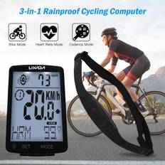 LIXADA 3 in 1 trådlös cykeldator Multifunktionell LCD-skärm Cykeldator med puls Green backlight svart