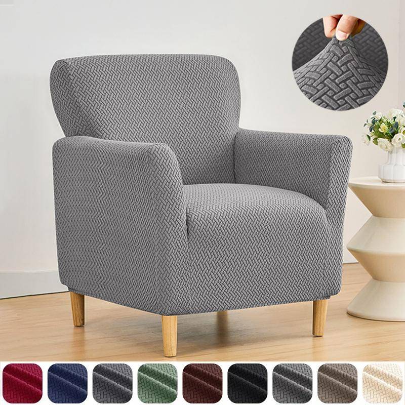 Twill Jacquard Liten sofföverdrag Stretch Spandex Club Fåtölj Slipcovers Elastiska enkla sofföverdrag för Study Bar Vardagsrum