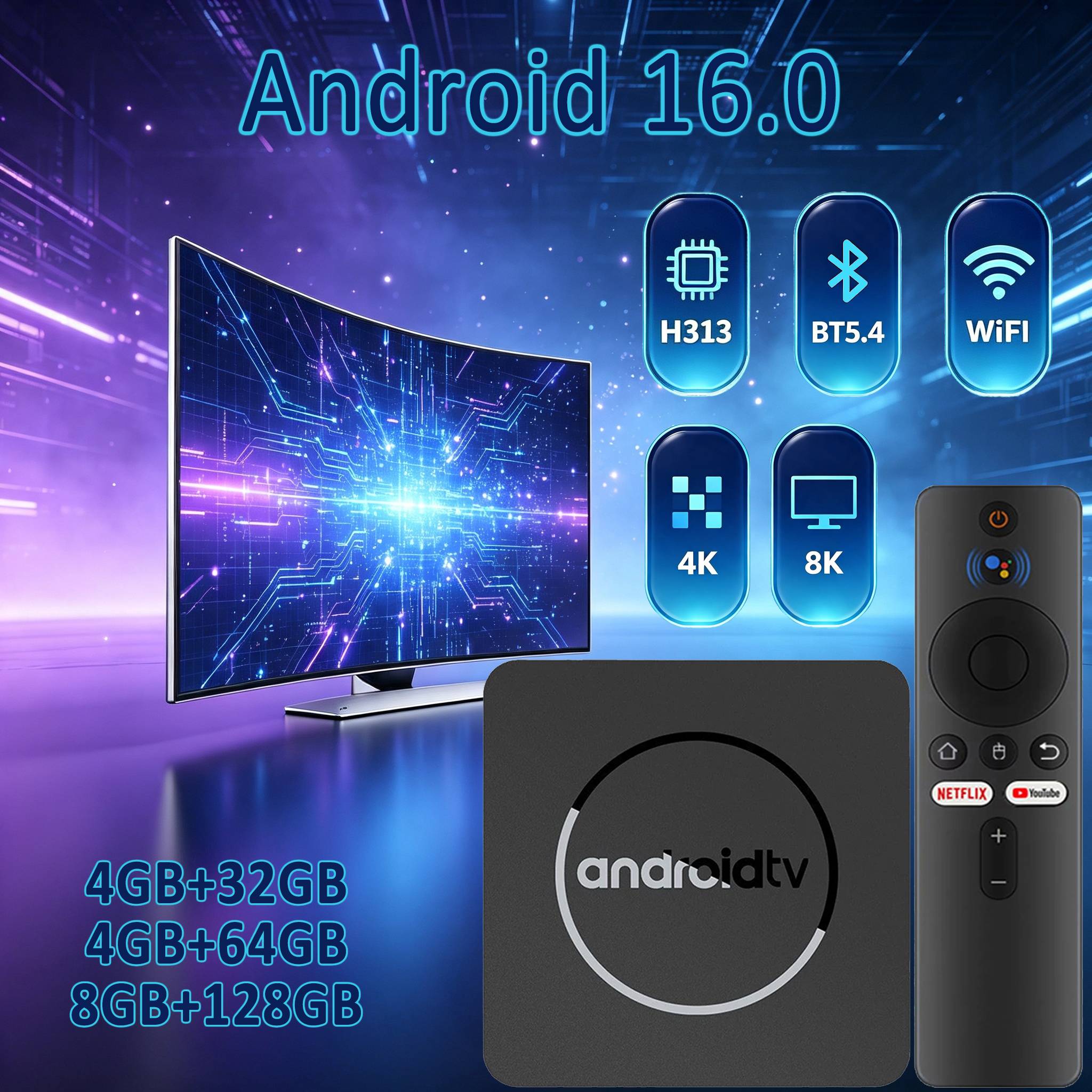 Smart TV Box Android 16 Q10 8GB 128GB 4K 8K Voice Control Support Dual WiFi BT5.4 Google Home Theater Media Player Set Top Box