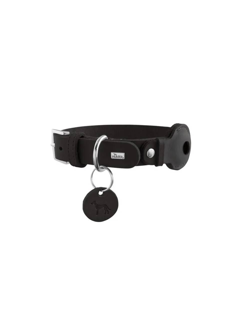 Hunter Viborg AirTag Halsbånd Sort M 55 - Justerbar 42-48 cm.