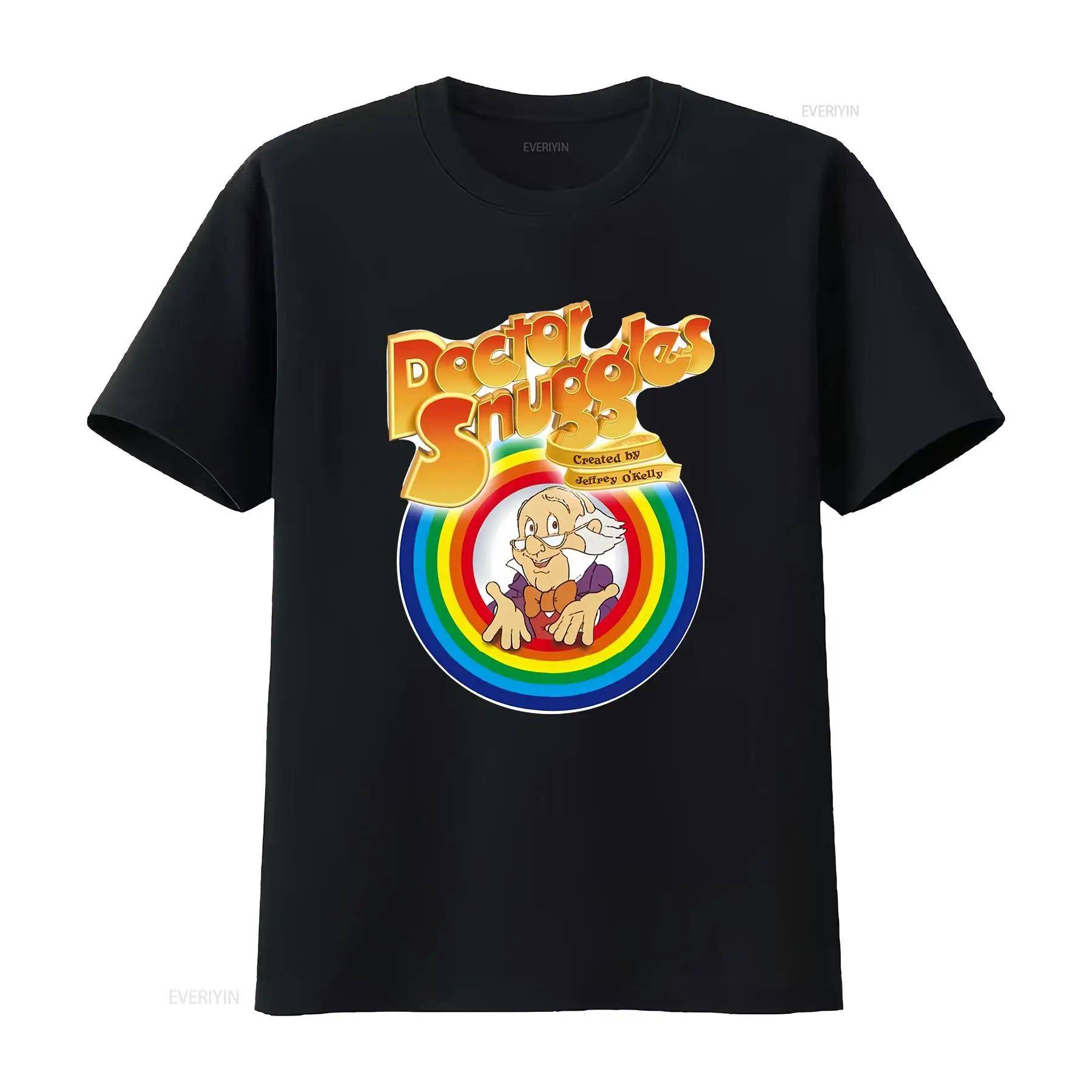 Ny med lapp Dr Snuggles Retro Vintage Rolig T-shirt Storlek S 2XL Vintage Tvättad Unisex Andningsbar Grafisk Streetwear Mode cm black