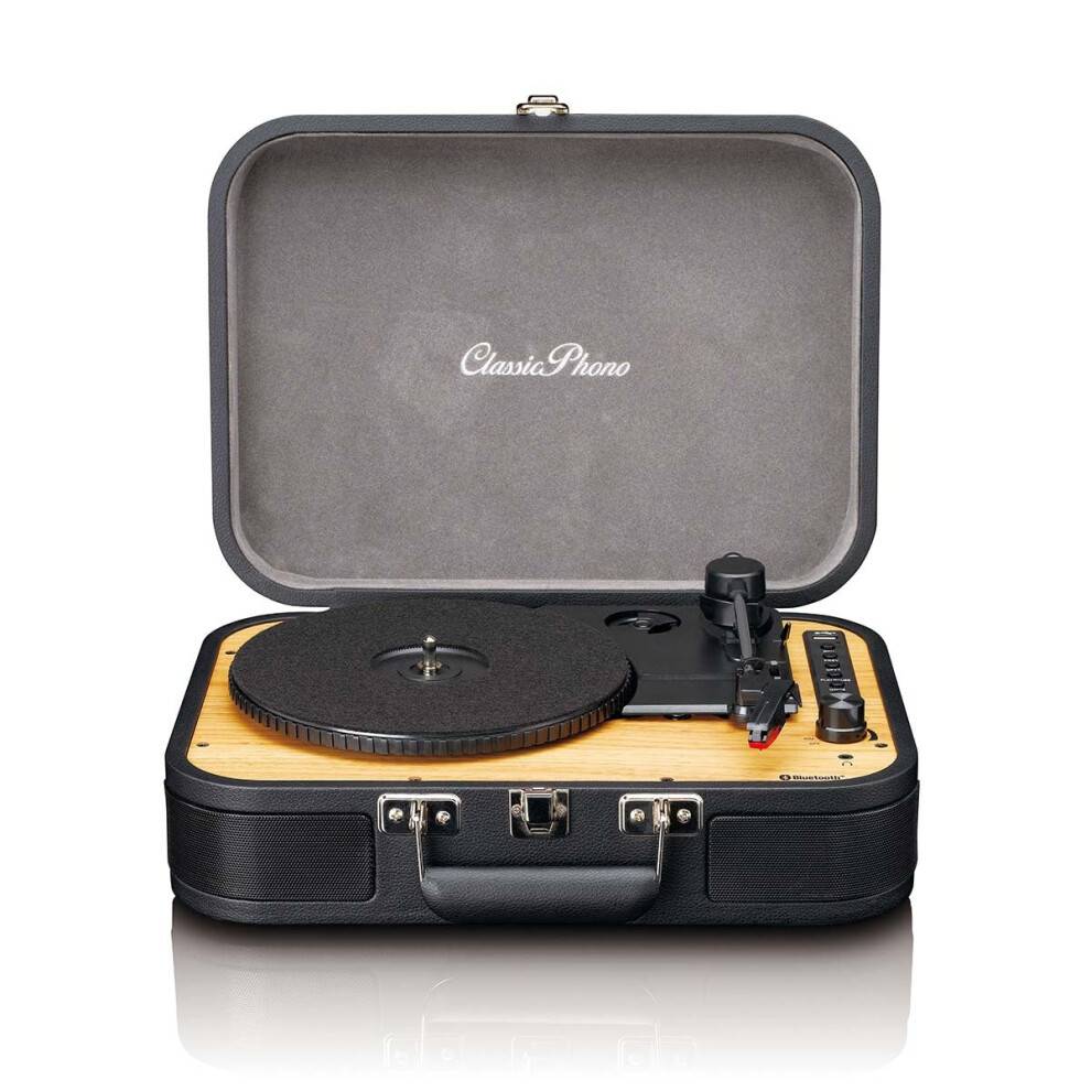 Retro Bluetooth Pladespiller med indbyggede højtalere Sort