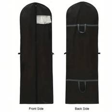 1pc Portable Garment Protective Cover Suit Dust Bag With Window, "71"" Garment Bag For Wedding Dress & Hanging Clothes For Travel And Storage Suit Cov - Black