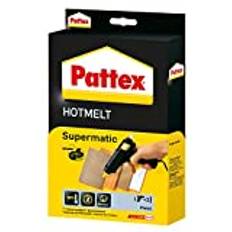 Pattex Hotmelt Supermatic Heißklebepistole, Klebepistole mit elektronischer Temperatursteuerung, Set mit Pattex 1 Heißklebepistole + 2 Klebesticks