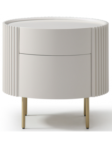 LANTINE Sengebord i metal og egetræsfinér H60,2 cm - Beige/Messing
