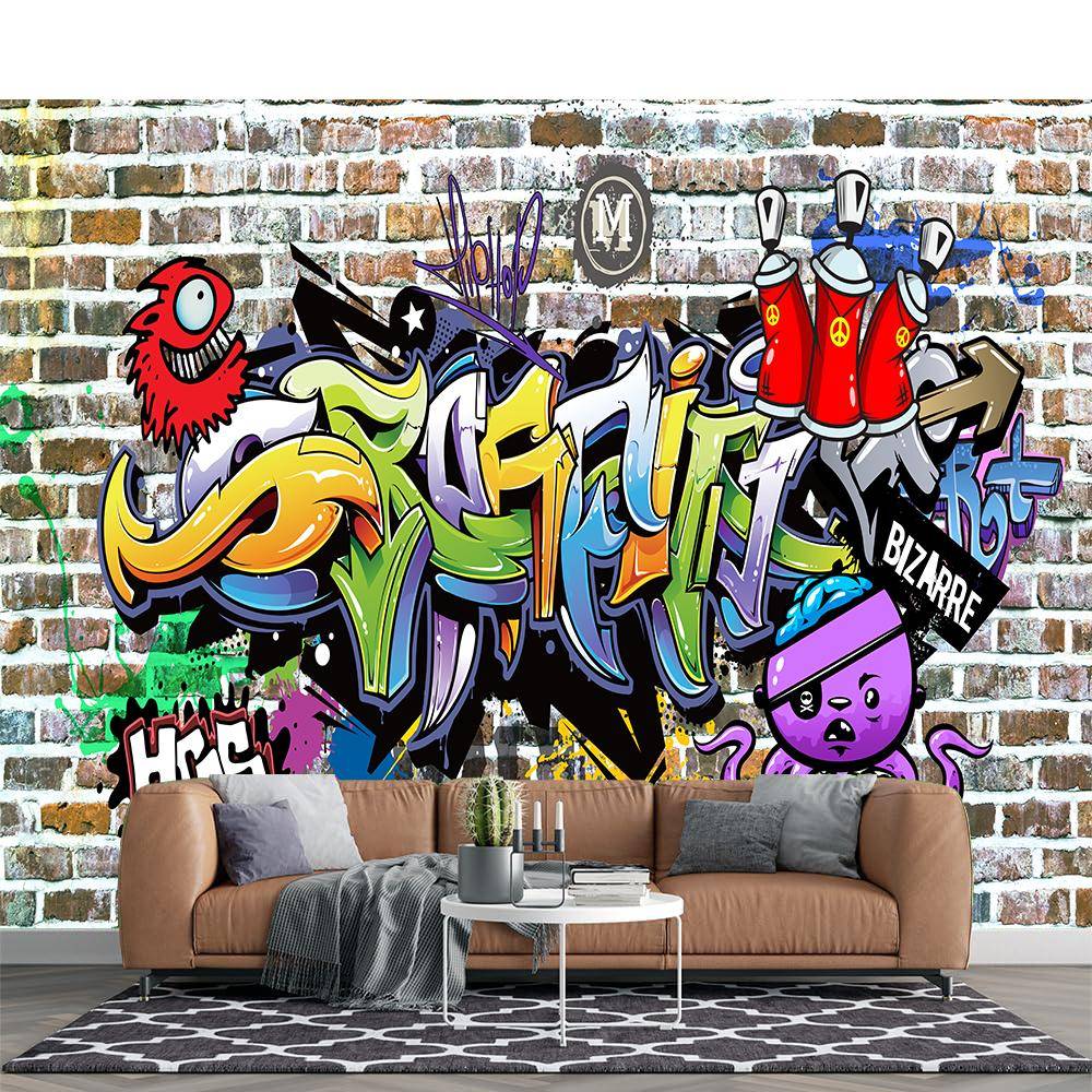 Tegel Graffiti Tapet 3d Graffiti Mural Sovrum Vardagsrum Café Bar Graffiti Väggmålningar Heminredning
