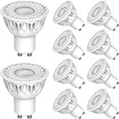 Bomcosy GU10 varmvita LED-lampor 3 000 K 5W (50W motsvarande halogen LED-lampa), ingen flimmer, energibesparande LED-spotlight för takbelysning, 10 förpackningar