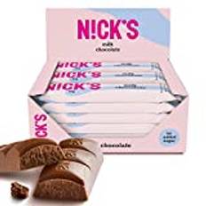 NICKS Mjölkchoklad keto bars utan tillsatt socker, lågkolhydratsgodis, glutenfri choklad snackbar (15 Milk chocolate x 25g)