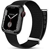 Mastten Sportloop-armband kompatibla med Apple iWatcharmband 45 mm 44 mm 42 mm, andningsbar nylon män kvinnor armband, justerbart elastiskt flätat ersättningsband för iWatch Series SE 7 6 5 4 3 2 1, svart