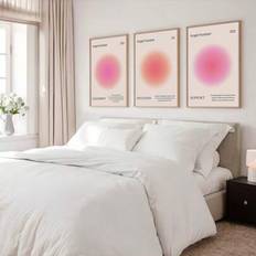 Uppsättning med 3 ängelnummer Canvastavlor,111 222 333 Rosa Aura-affisch,Fantastisk väggkonst,andliga tryck Rosa Orange Estetiskt rum Heminredning,Est - Multifärgad (30x40cm,40x60 cm,50x70 cm,21x30 cm)