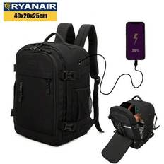 Ryanair Cabin Backpack 40x20x25cm (20L) | Waterproof Travel Backpack For Airplanes | Heavy Duty Carry-On Luggage | Daypack For Hiking, School & Work | - Black