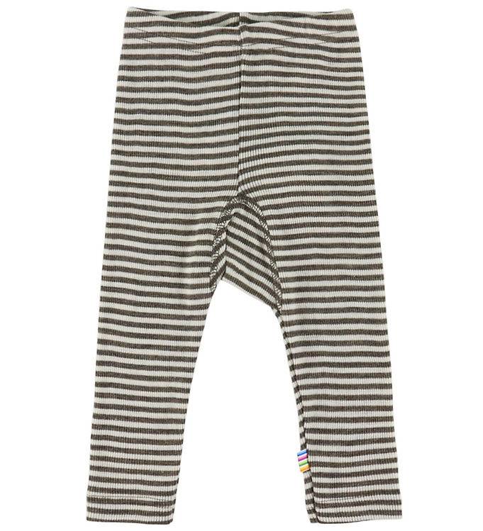 Joha Leggings - Uld/Silke - Rib - Mørkebrun/Stribet - Joha - 170 - Leggings - Uld