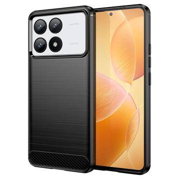 Xiaomi Redmi K70/K70 Pro/Poco F6 Pro Børstet TPU Cover - Karbonfiber - Sort