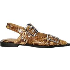 Ganni Feminine Buckle Ballerina Snake Kvinde Buckthorn Brown Ballerinaer Str 38 - hos Magasin