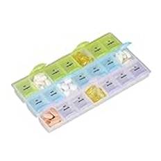 Relaxdays 7 dagars tablettlåda, 3 fack, morgon, middag, kväll, veckor medicindoserare med lock, transparent, 1 st