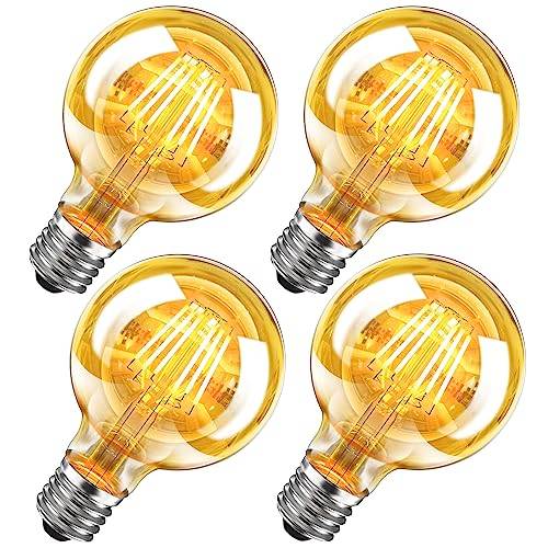 WEDNA Edison Vintage E27 glödlampa, 6W LED dimbar G80 dekorativ lampa, varmvit 2700K, 700 lm, retro bärnstensfärgad glas lampa för hem, barer, restauranger och kaffe, set med 4