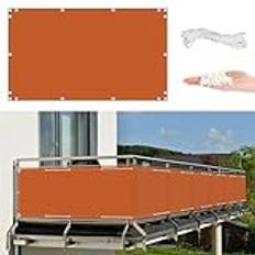 Utomhusbalkong 120 x 900 cm – UV-skydd sol vind insynsskydd med buntband och rep – perfekt för gård, uteplats och räcken – orange färg