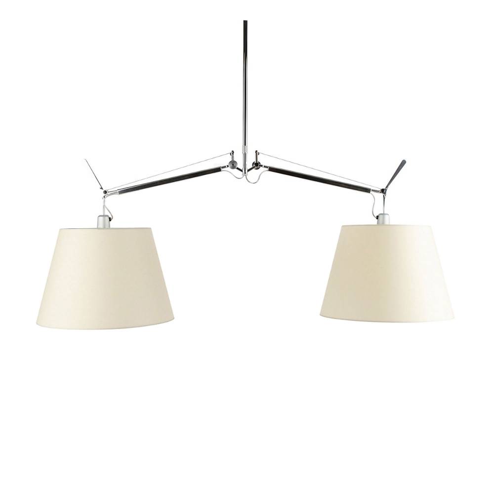 Artemide - Tolomeo Basculante 2 Bracci Pendellampa, Skärm i Pergamentpapper Ø 36 cm - Pendellamper - Giancarlo Fassina,Michele De Lucchi - Sølv