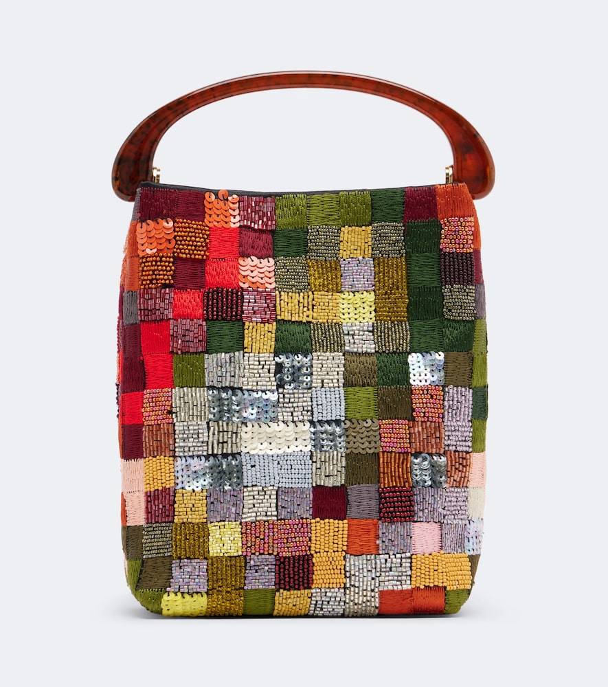 Dries Van Noten Small sequined patchwork top-handle bag