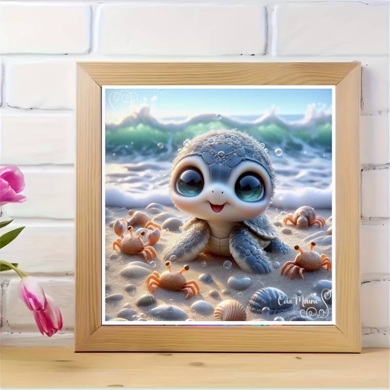 Diamond Painting Kit, Cute Sea Design, Round Acrylic Drills, Animal-themed Art, 7.87×7.87in (8.27×8.27cm). Great For Beginners & Adults, Ideal For Relaxation At Home, Office & Travel, Perfect Gift