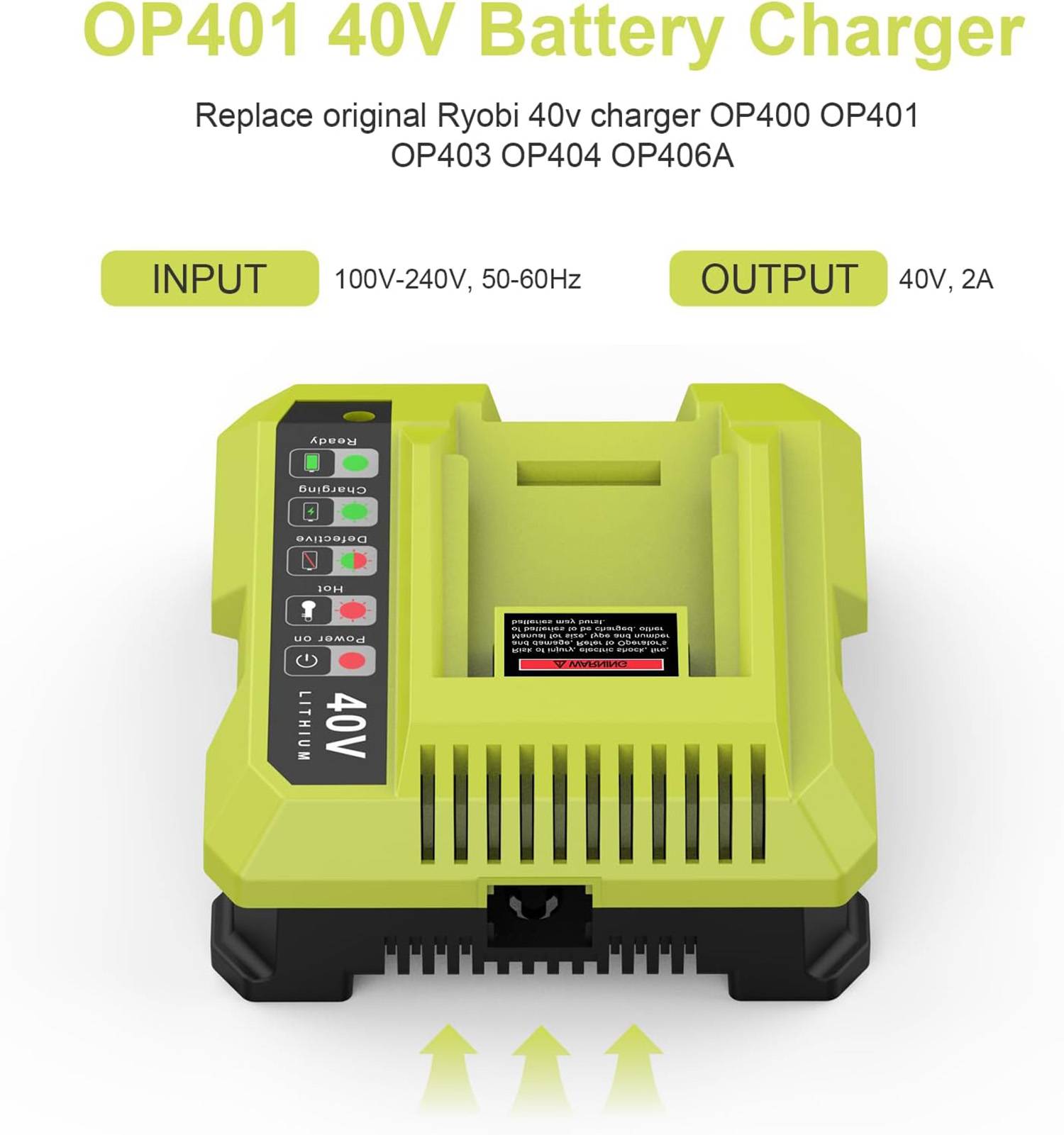 Lithium Battery Charger OP401 For Ryobi 40V OP4015 OP4026 OP4026A OP4030 OP4050A OP4040 OP400A OP403A OP4050 RY40400